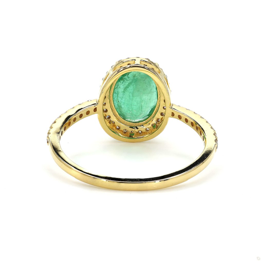 大戒指 - 14K包金 黄金 - 1.71ct. tw. 祖母绿 - 钻石 - 绿宝石戒指 #4.3