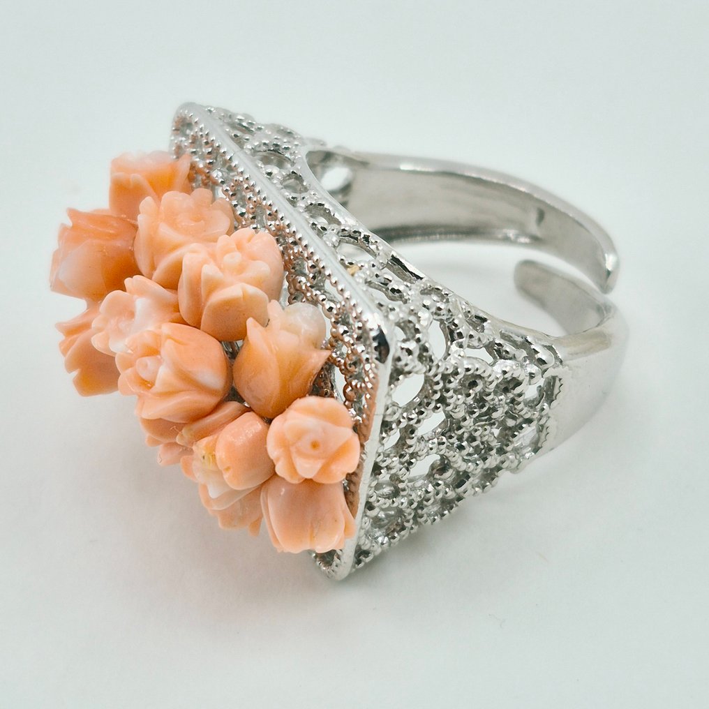 Koral - Sølv - Ring - Corallo Cerasuolo #4.3