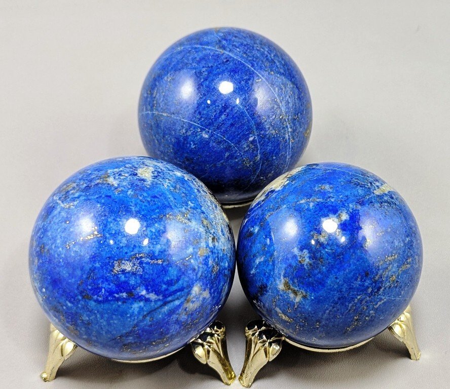 Lapis Lazuli topp blå naturlig sten Sfärer - Höjd: 62 mm - Bredd: 62 mm- 995 g - (3) #1.0