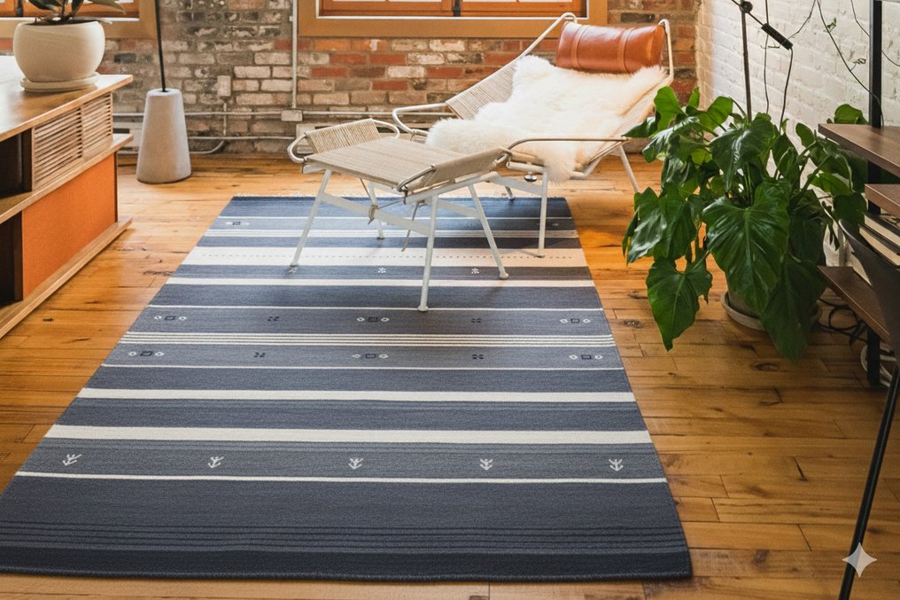 Moderner gestreifter Gabbeh - Teppich - 210 cm - 140 cm - unbenutzter Zustand #2.1