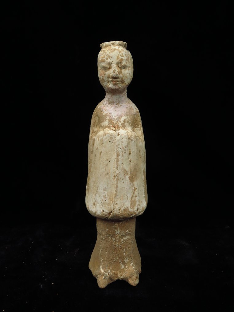 Chinois ancien, empire unifié des Tang Terre cuite Figurine/Offerant - 19.5 cm #1.0