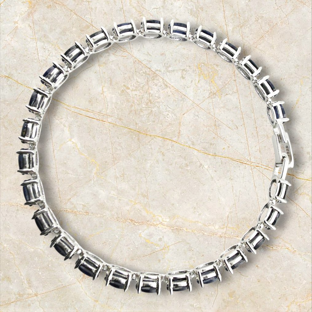 χωρίς τιμή ασφαλείας - Βραχιόλι τένις Ασημί -  16.50ct. tw. Ζαφείρι - 16,50 καράτια φυσικός σάπφειρος #3.2