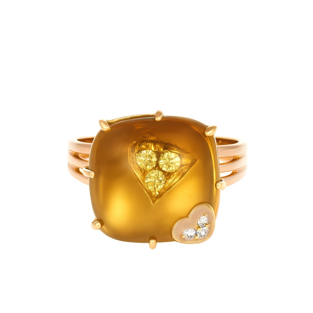 戒指 - 18K包金 黄金 - 8.12ct. tw. 黄宝石 - 钻石 #4.3