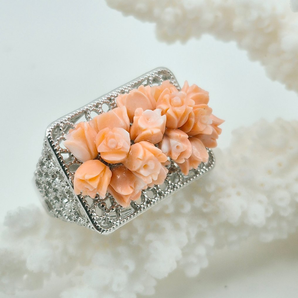 Koral - Sølv - Ring - Corallo Cerasuolo #1.0