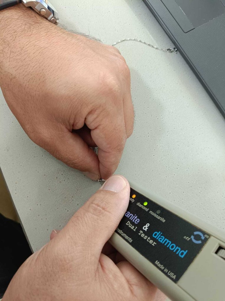 没有保留价 - 项链 银 祖母绿 - 钻石 #4.3