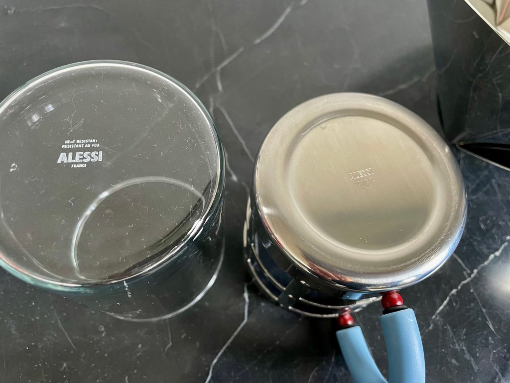 Alessi - Michael Graves, Aldo Rossi - Krus (2) - Stål, Glass - Kopp og sukkerkopp #2.1