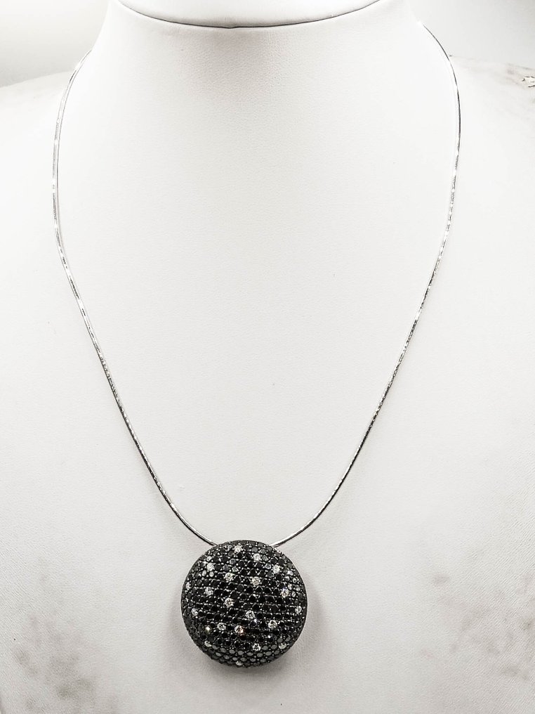 Κολιέ με μενταγιόν - 18 καράτια Λευκός χρυσός Διαμάντι (Φυσικό) - Διαμάντι #4.3