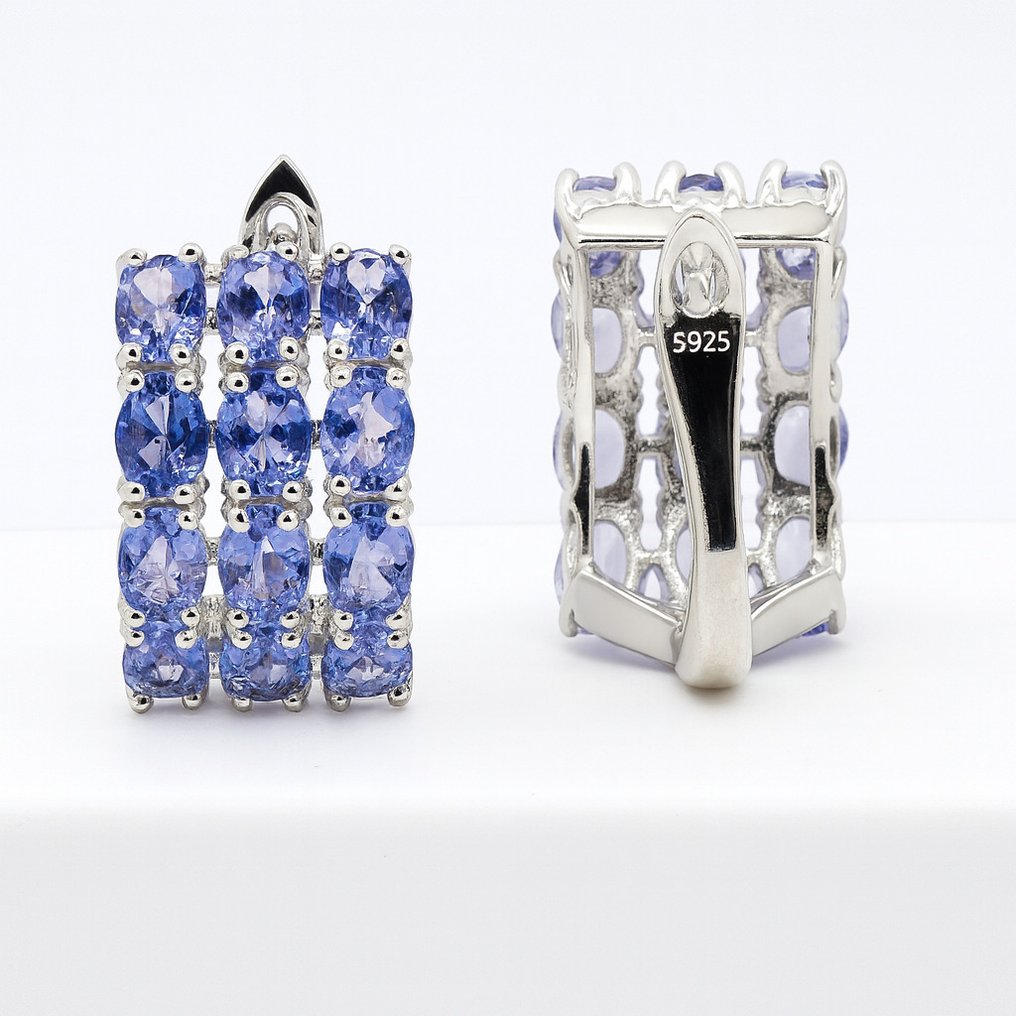 没有保留价 - 耳环 Gold-plated 坦桑石 - 18kt 金镀 #4.3