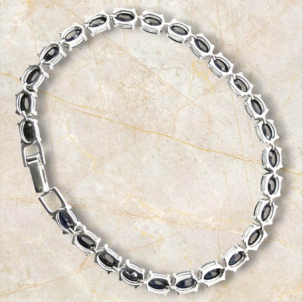 χωρίς τιμή ασφαλείας - Βραχιόλι τένις Ασημί -  16.50ct. tw. Ζαφείρι - 16,50 καράτια φυσικός σάπφειρος #4.3