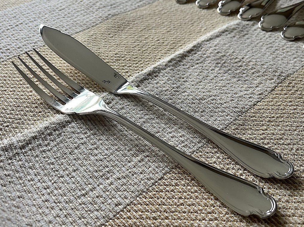 Christofle - Servizio di posate da pesce per 12 (24) - Modello Pompadour - Placcato argento #1.0