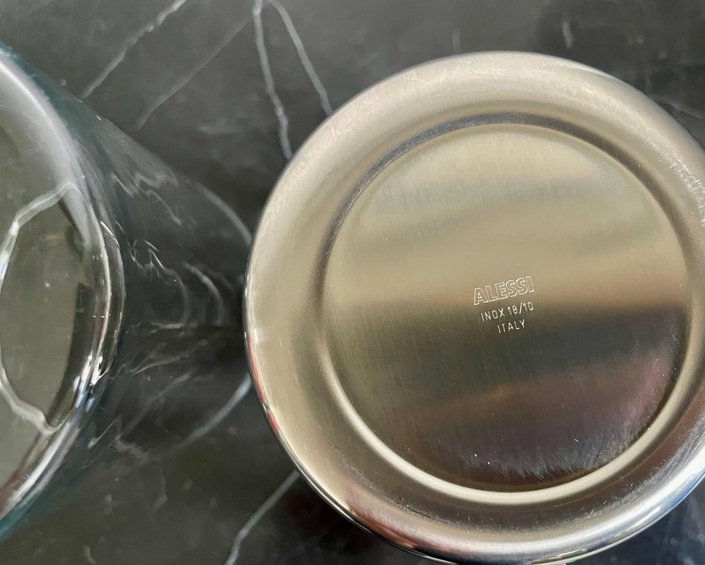 Alessi - Michael Graves, Aldo Rossi - Krus (2) - Stål, Glass - Kopp og sukkerkopp #4.3