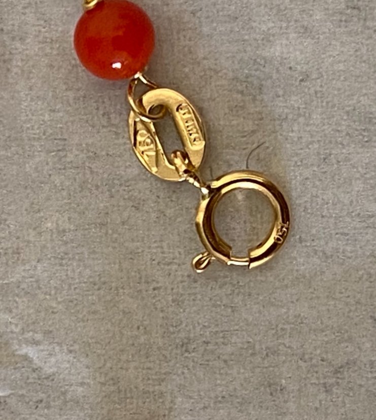 χωρίς τιμή ασφαλείας - Βραχιόλι - 18 καράτια Κίτρινο χρυσό Κοράλλι - Αληθινό βάπτισμα κοράλλι #2.1