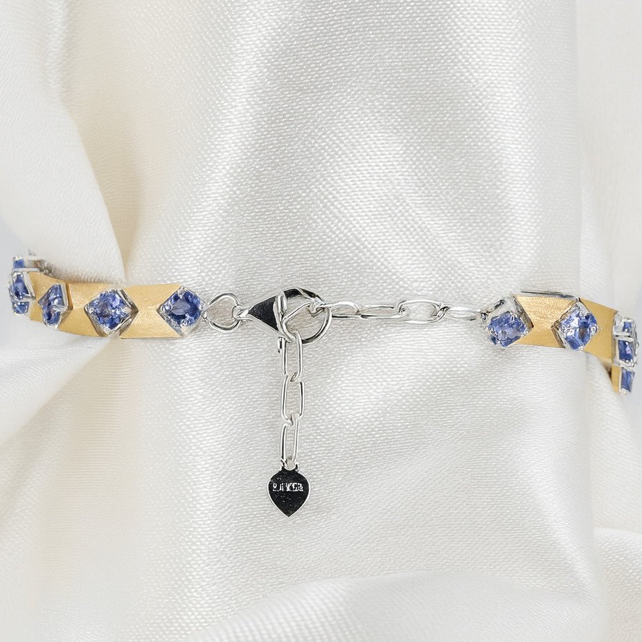 沒有保留價 - 手鈪 鍍金 坦桑石 - 18克拉金镀层 #3.2