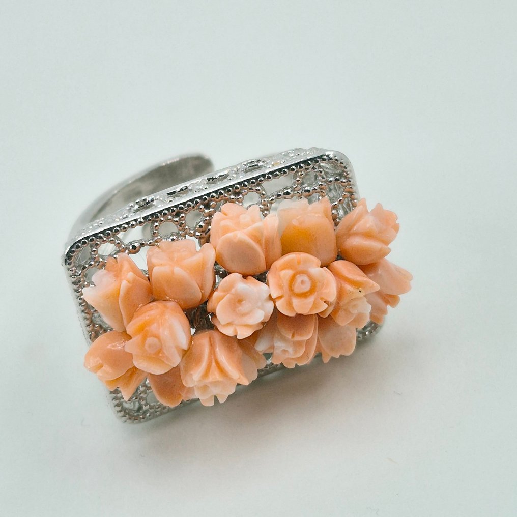 Koral - Sølv - Ring - Corallo Cerasuolo #2.1