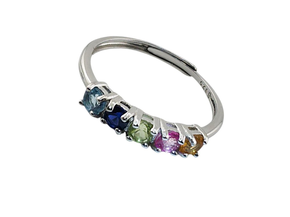 χωρίς τιμή ασφαλείας - Δαχτυλίδι Ασημί - 0.60ct. tw. Ζαφείρι - Τοπάζιο #2.1