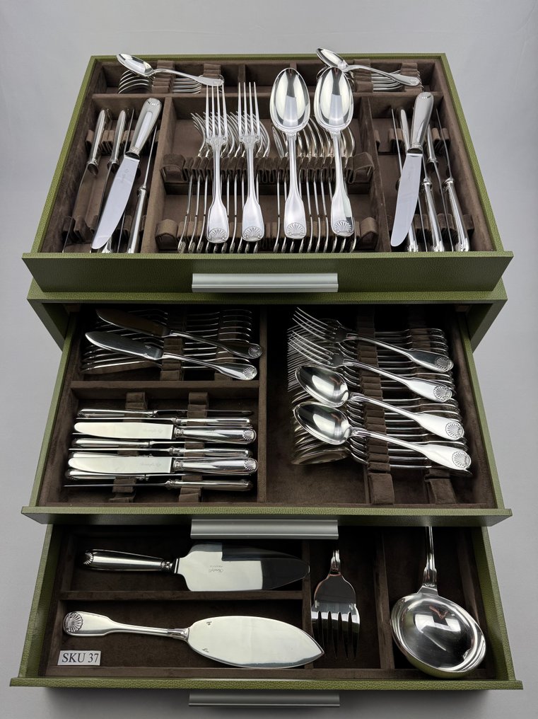 Christofle - Servizio di posate per 12 (126) - Vendôme Coquille - Placcato argento #1.0