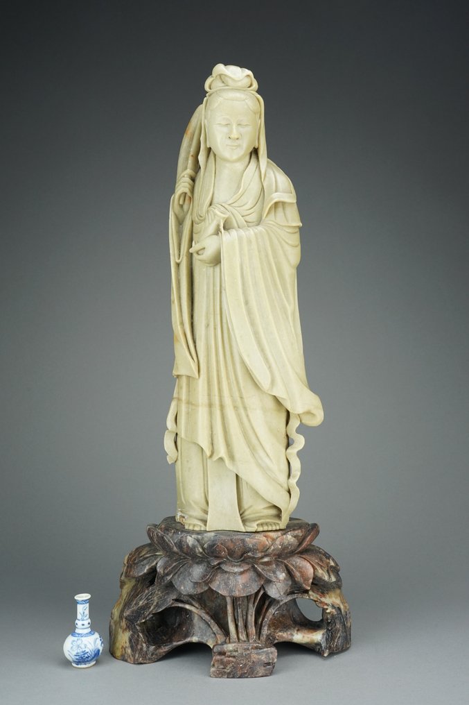 Bodhisattva Guanyin - Fedtsten - 51 CM - Kina - Qing-dynastiet (1644-1911) #1.0