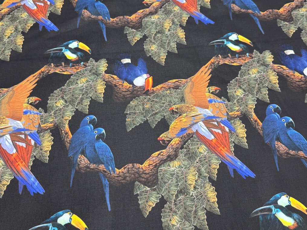 Foresta Tropicale Incantata – Algodão de decoração com papagaios e tucanos - Tecido para estofos - 3 m - 2.8 m #1.0