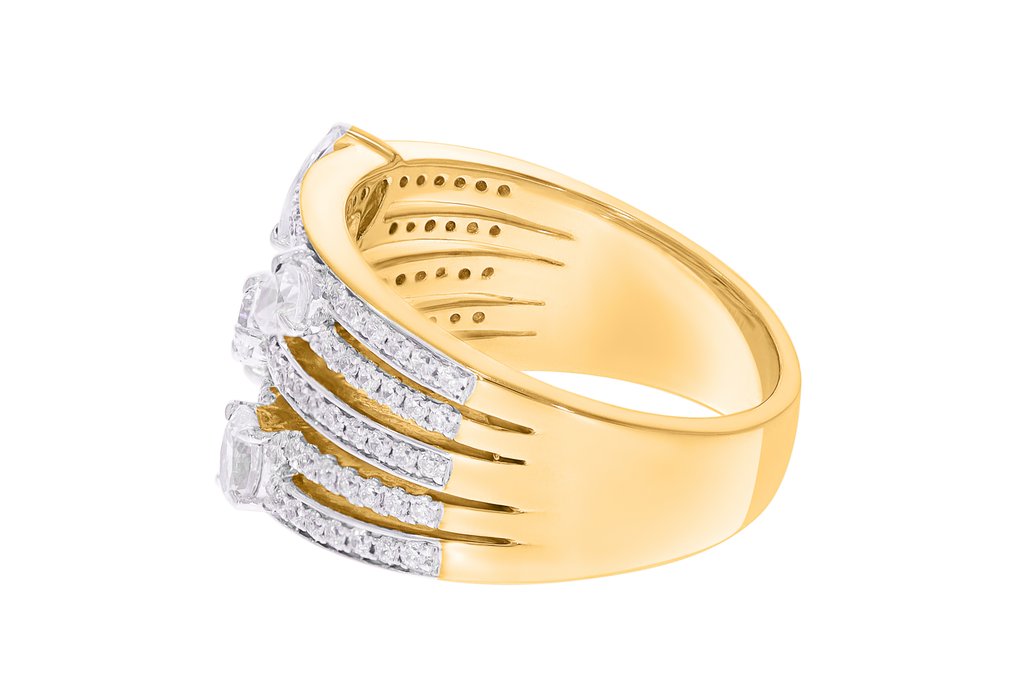 Bague - 18 carats Or jaune, plaqué rhodium -  1.04ct. tw. Diamant (Naturelle) - Diamant #2.1