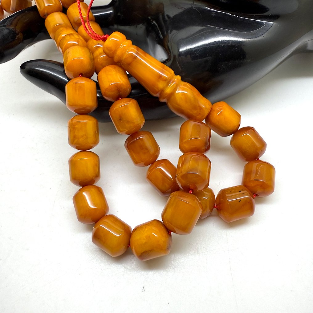 Baltisches Bernsteingebetsperlen, Rosenkranz, runde Fassperlen in altem Butterscotch. - Bernstein - Succininte #4.3