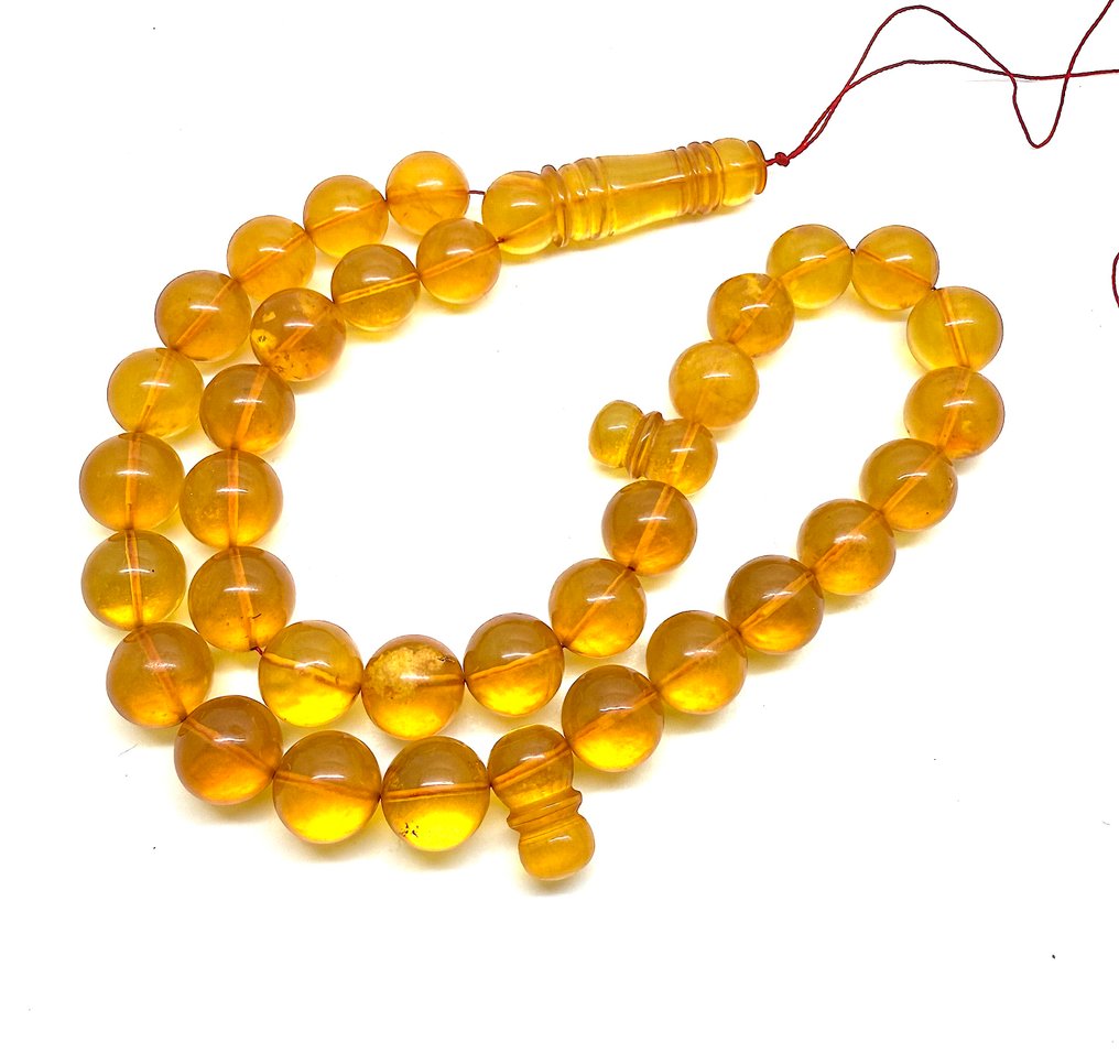 Baltischer Bernstein Tesbih Gebetsperlen Rosenkranz, runde Perlen 13mm 60,0g - Bernstein - Succininte #4.3