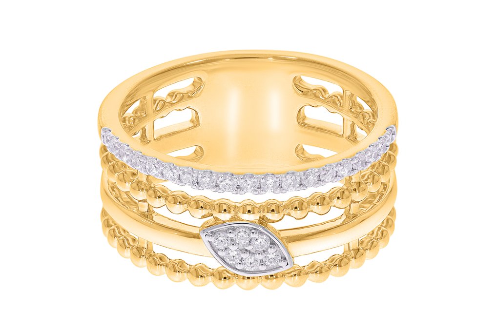 Δαχτυλίδι - 18 καράτια Κίτρινο χρυσό, Επενδυμένο με ρουθήνιο -  0.18ct. tw. Διαμάντι (Φυσικό) #1.0