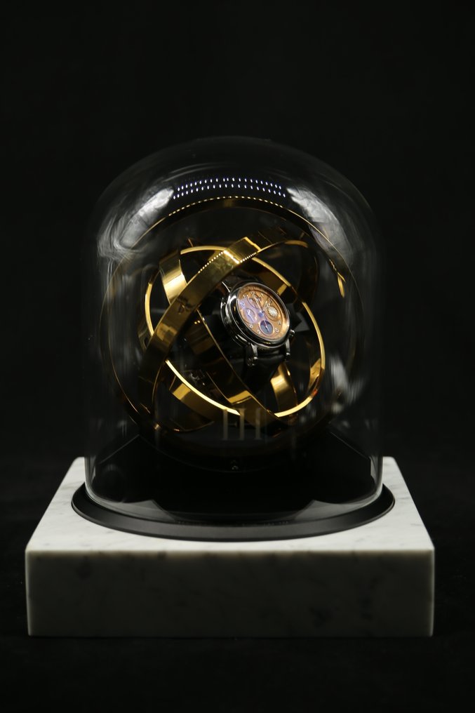 The Pulsar 360 in White Marble - Ltd. x/287 - Tourbillon / Gyro / Orbit Watch Winder - Elbrus #4.3