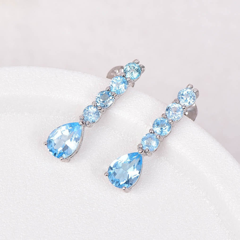 χωρίς τιμή ασφαλείας - Σκουλαρίκια Ασημί - 5.48ct. tw. Τοπάζιο - Topaz - Πιστοποιητικό #3.2