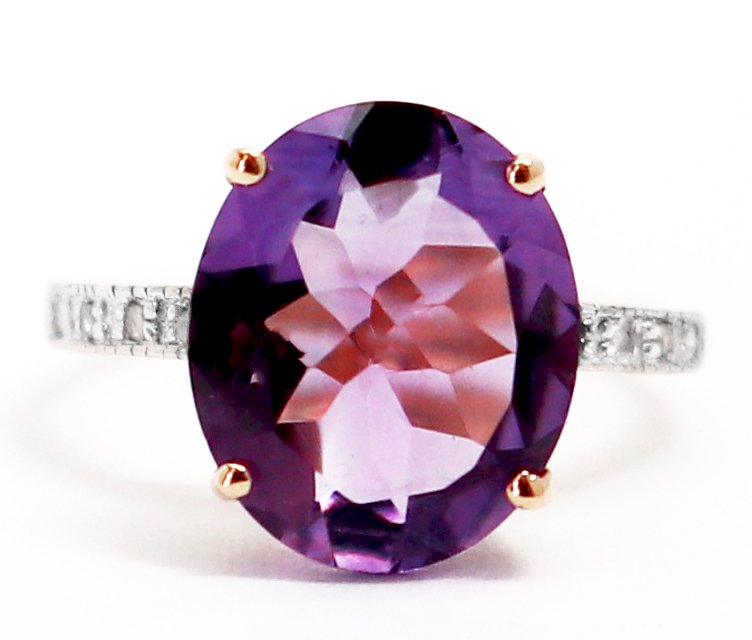 Sans prix de réserve - Bague - 14 carats Or jaune Améthyste - Diamant #3.2