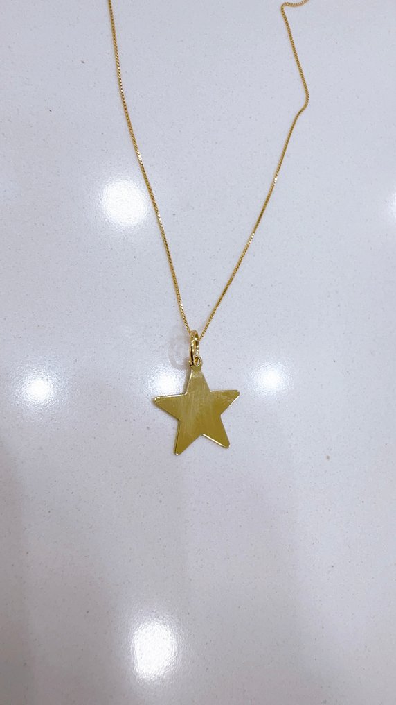 没有保留价 - 吊坠项链 - 18K包金 黄金 - 45厘米 - 1,9厘米 x 1,4厘米 #1.0