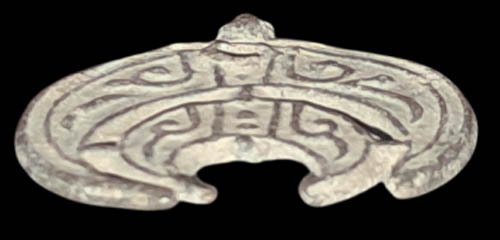 维京时代 -铜-极其稀有的双护身符维京月亮吊坠(阴月)-27毫米-9至11世纪 护身符 (没有保留价) #2.1