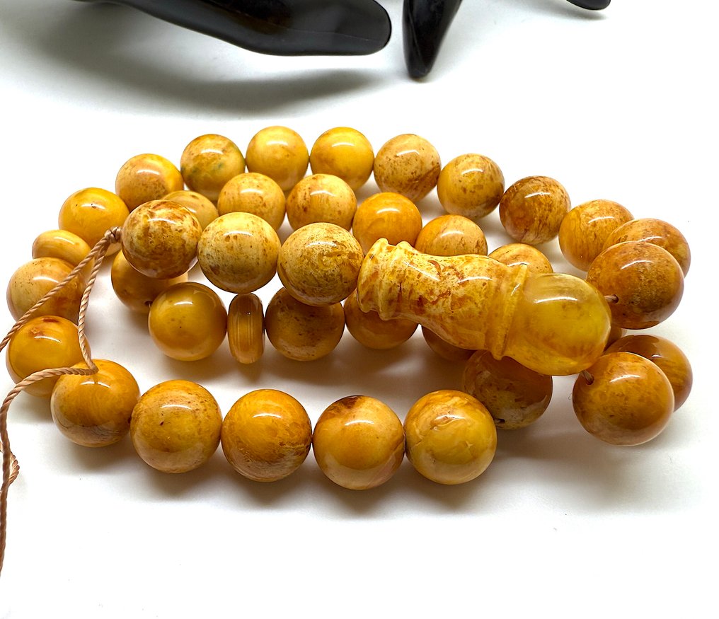 Mărgele de rugăciune din chihlimbăr baltic, tesbih, cu mărgele rotunde - Chihlimbar - Succininte #1.0