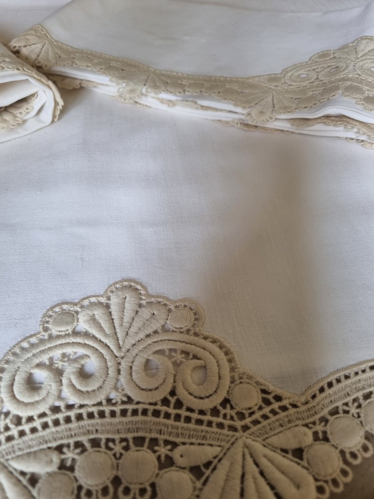 Firenze Ricami - Suore Fiorentine - Lenzuolo (4)  - 280 cm - 280 cm - Lino Cottone certificato #4.3