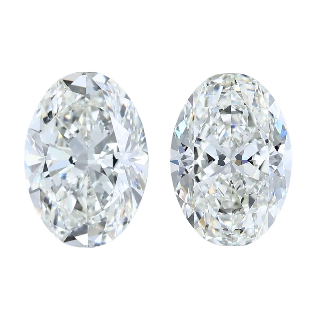 2 pcs 钻石 (天然) - 2.05 ct - 椭圆形 - H - VVS2 极轻微内含二级 - 国际宝石研究院(IGI) - 耀眼的理想切割一对 #1.0