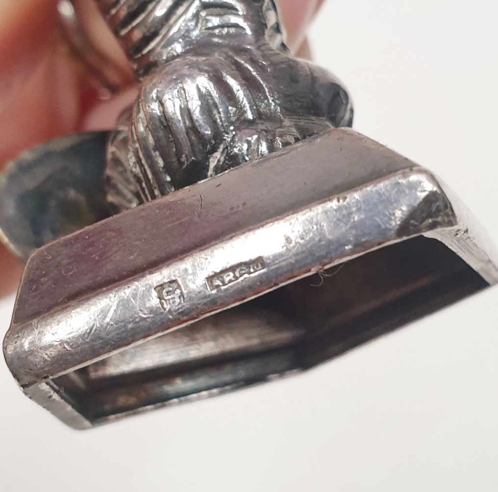 SFAO - estampillé "ARGIT" - Scultura, Chien Cavalier King Charles dressé faisant le beau - 6 cm - Argento - 1920 #3.2