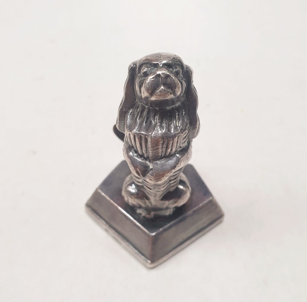 SFAO - estampillé "ARGIT" - Scultura, Chien Cavalier King Charles dressé faisant le beau - 6 cm - Argento - 1920 #4.3