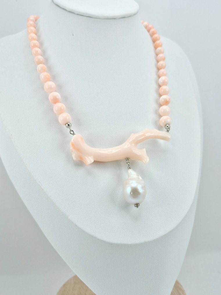 珊瑚 - 銀 - 頸鏈 - CORALLO ROSATO #1.0