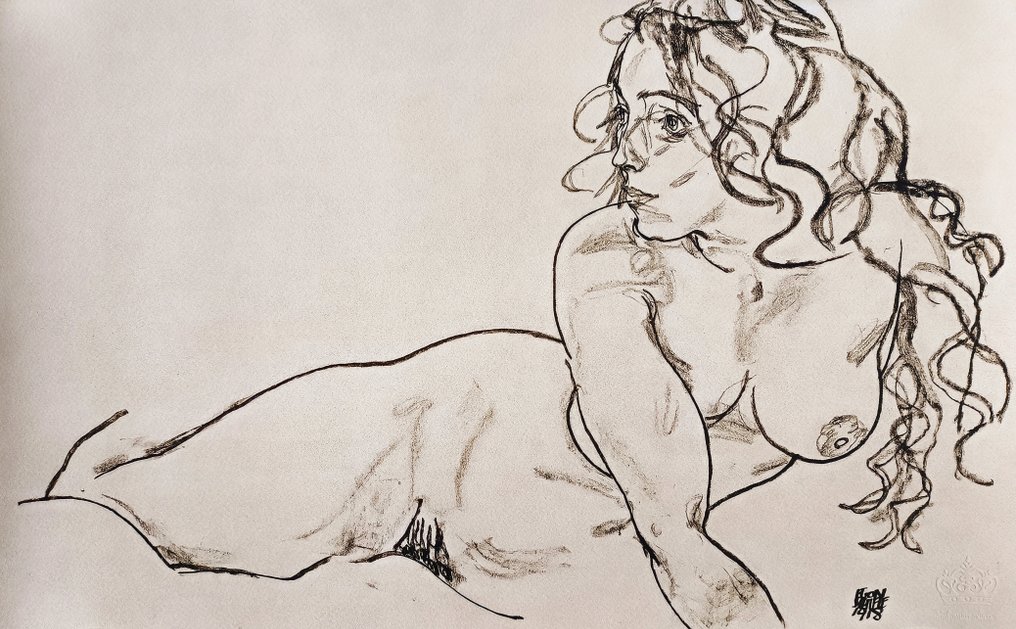 Egon Schiele (1890-1918) (after) - Nude Portrait #1.0