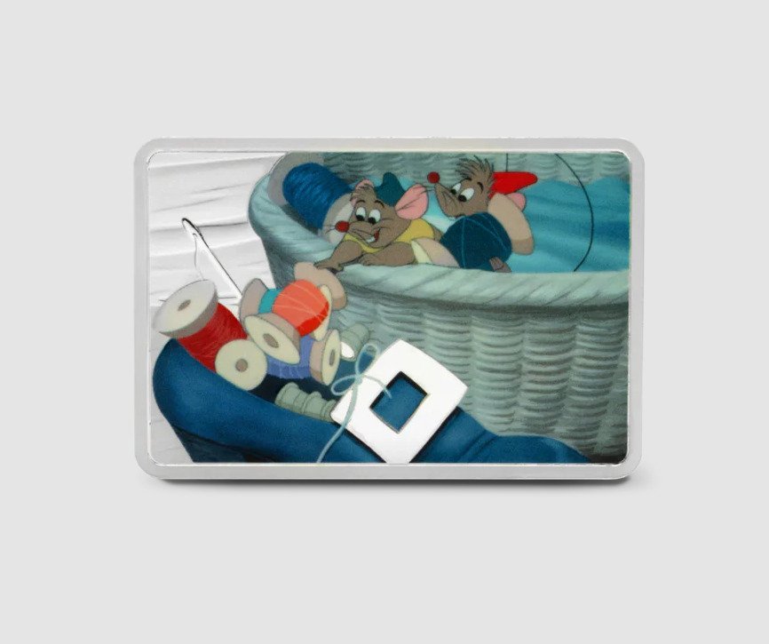 Niue. 2 Dollars Niue 2025 – Disney – Cinderella 75th Anniversary – Jaq & Gus – 1 oz Silver .999 – Proof Colorized #1.0