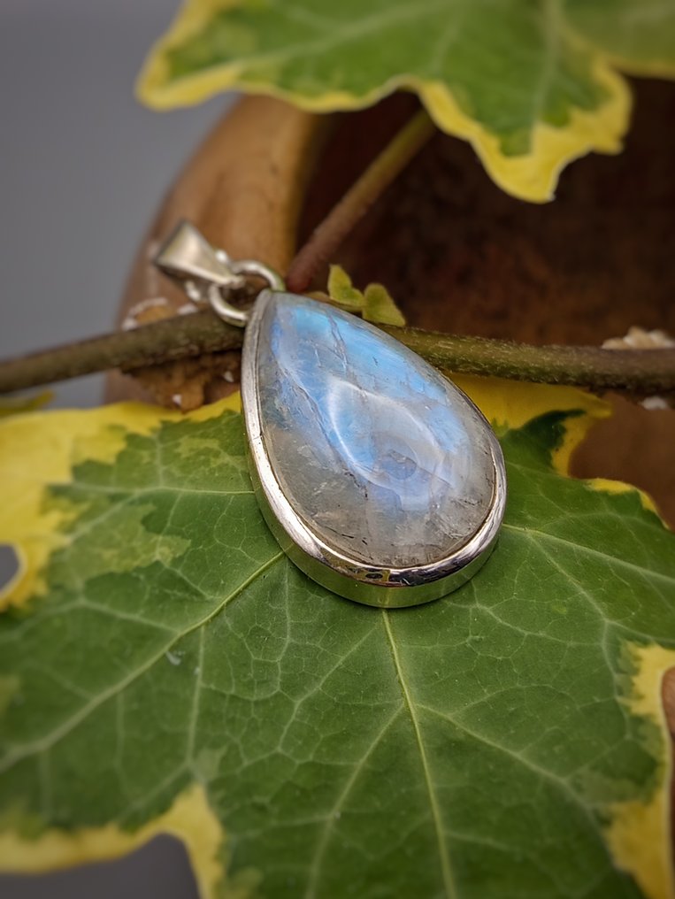 Pezzo Unico ezüst ékszer 925-ös ezüstből, top minőségű holdkővel - Magasság: 42 mm - Szélesség: 18 mm- 10.6 g - (1) #1.0