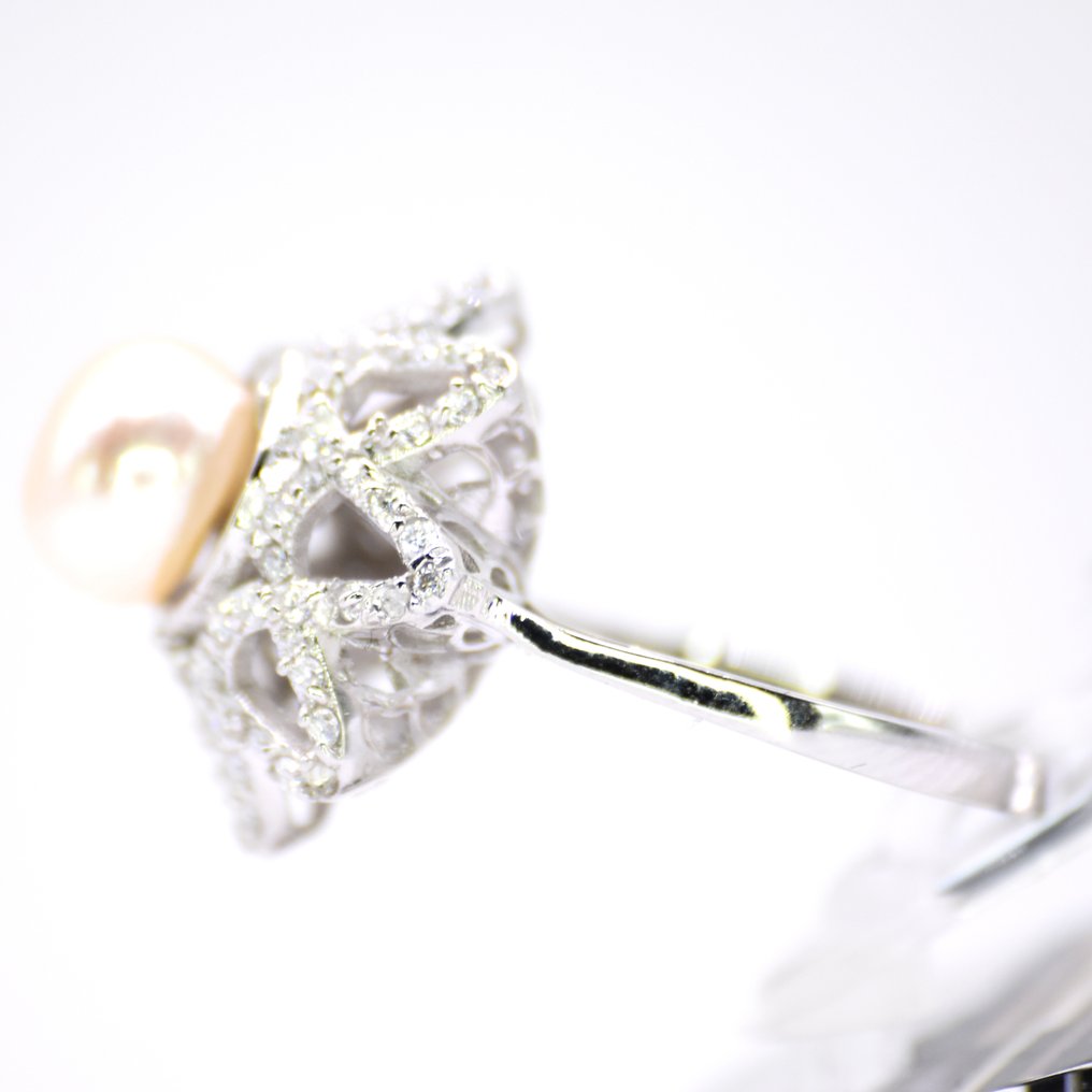 Ei pohjahintaa - Sormus Platina - 2.80ct. tw. Timantti (Luonnollinen) - Helmi - Kermaisen Flower Style #2.1