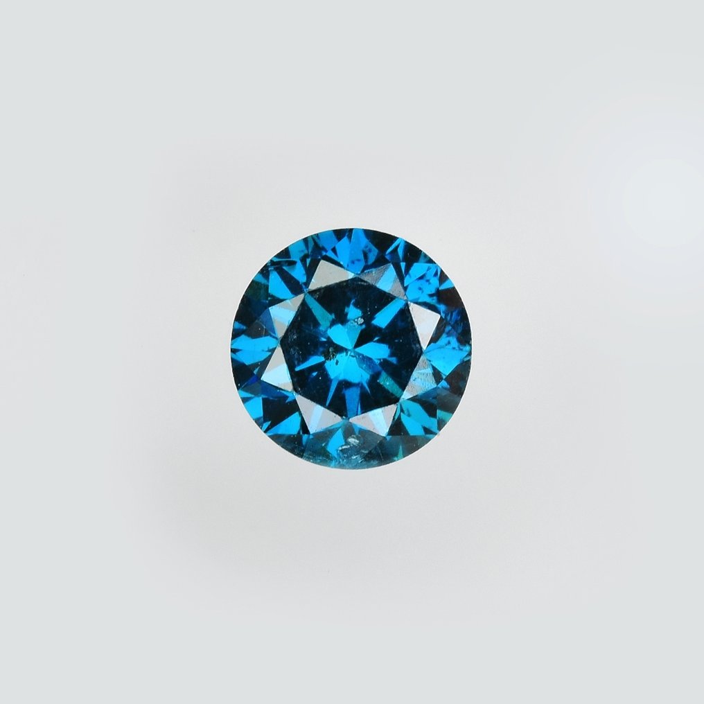 1 pcs Timantti (Värikäsitelty) - 0.58 ct - Pyöreä - Fancy deep Sininen - I1 - Antwerpenin jalokivitestauksen laboratorio (ALGT) #1.0