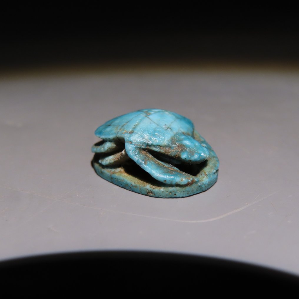 Αρχαία Αιγυπτιακή Faience Σκαραβαίος. Τελευταία Περίοδος, 664 - 332 π.Χ. μήκος 2 εκ. #2.1