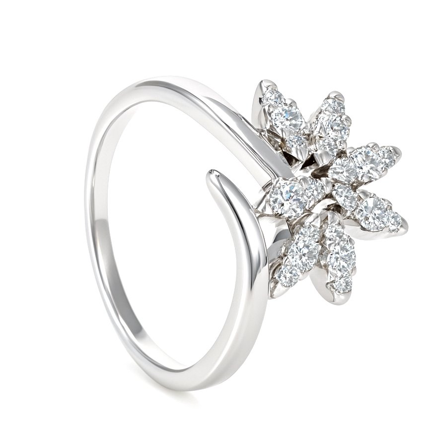 Ring - 18 kt. White gold - 0.24ct. tw. Diamond (Natural) #1.0