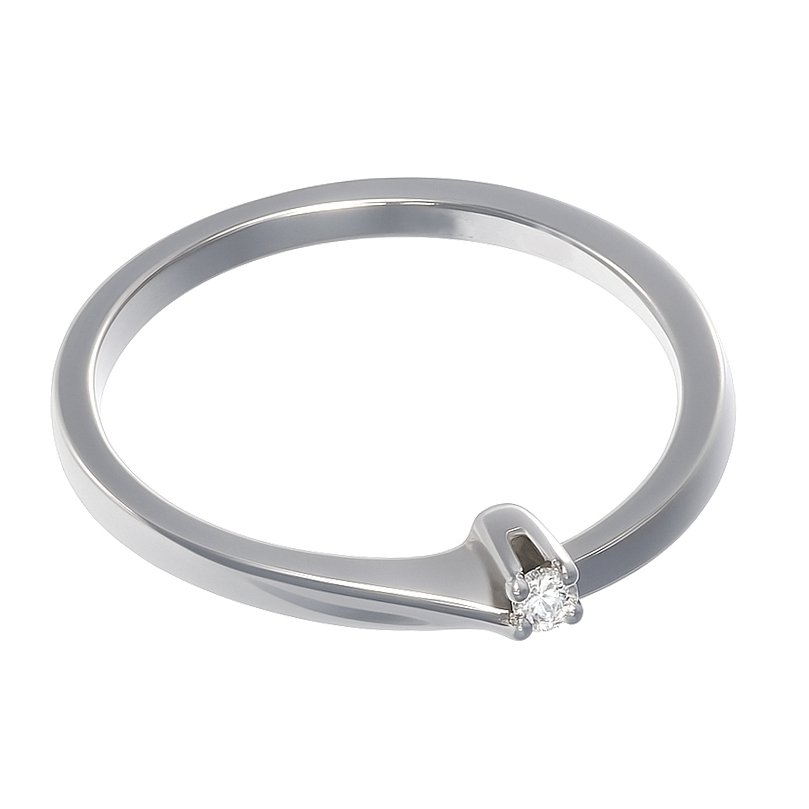 戒指 - 18 克拉 白金 -  0.03ct. tw. 鉆石 (天然)  #4.3