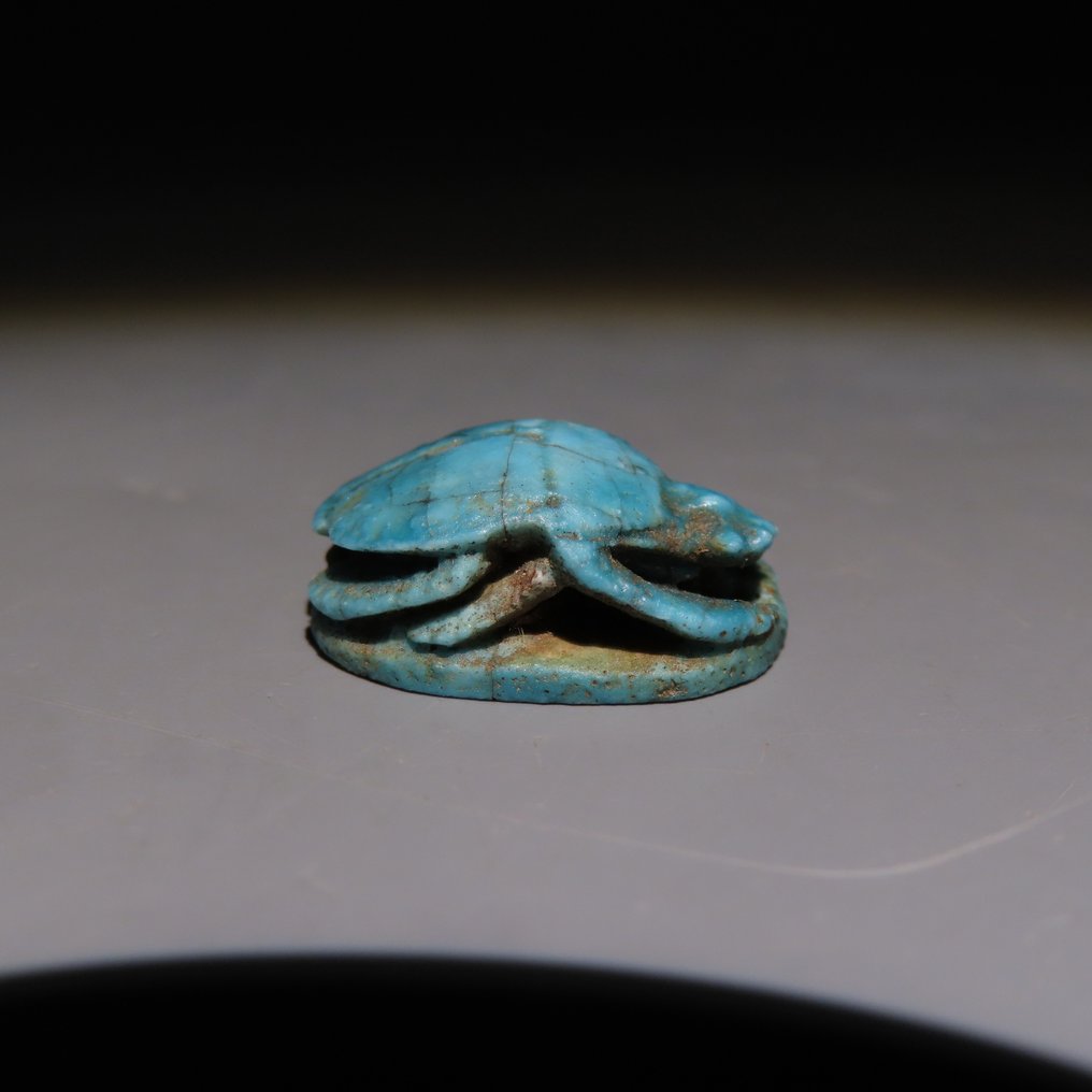 Αρχαία Αιγυπτιακή Faience Σκαραβαίος. Τελευταία Περίοδος, 664 - 332 π.Χ. μήκος 2 εκ. #4.3