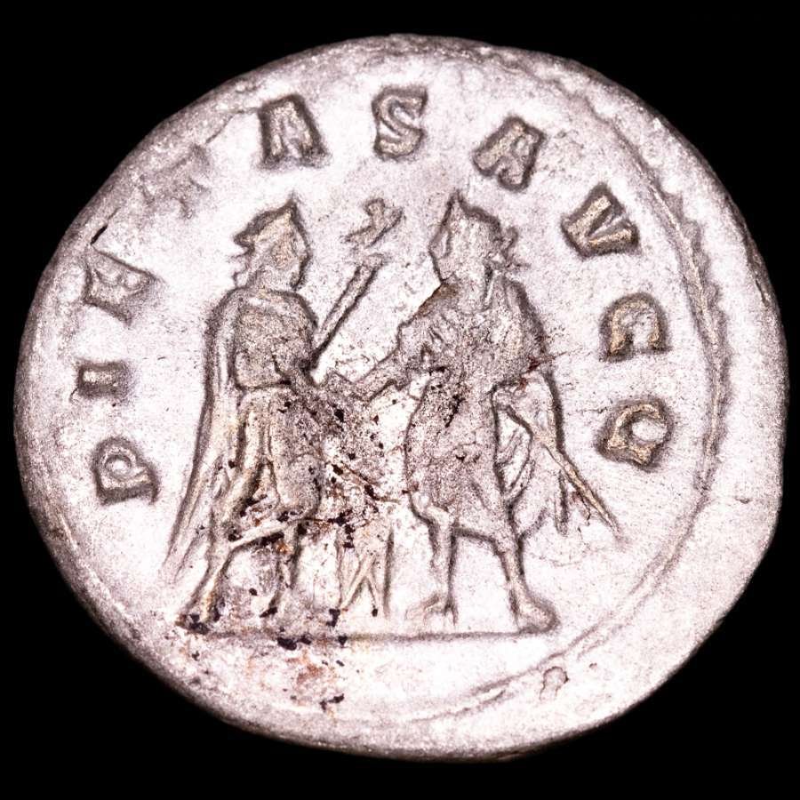 Ρωμαϊκή Αυτοκρατορία. Valerian I (AD 253-260). Antoninianus Antioch mint, 255-256 A.D. PIETAS AVGG The two emperors (Valerian and Gallienus). (χωρίς τιμή ασφαλείας) #1.0