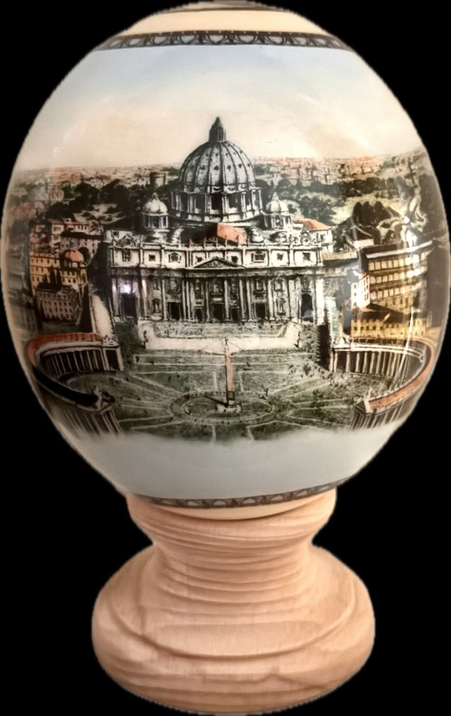 罗马 - 圣天使城堡和圣彼得。 蛋 - Struthio Camelus - 15 cm - 12 m - 12 cm- 非《瀕臨絕種野生動植物國際貿易公約》物種 -  (2) #1.0