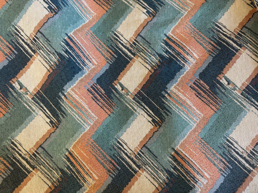 Zigzag damask fabric pastel multicolor space age style - Tessuto  - 3 m - 1,4 m #2.1