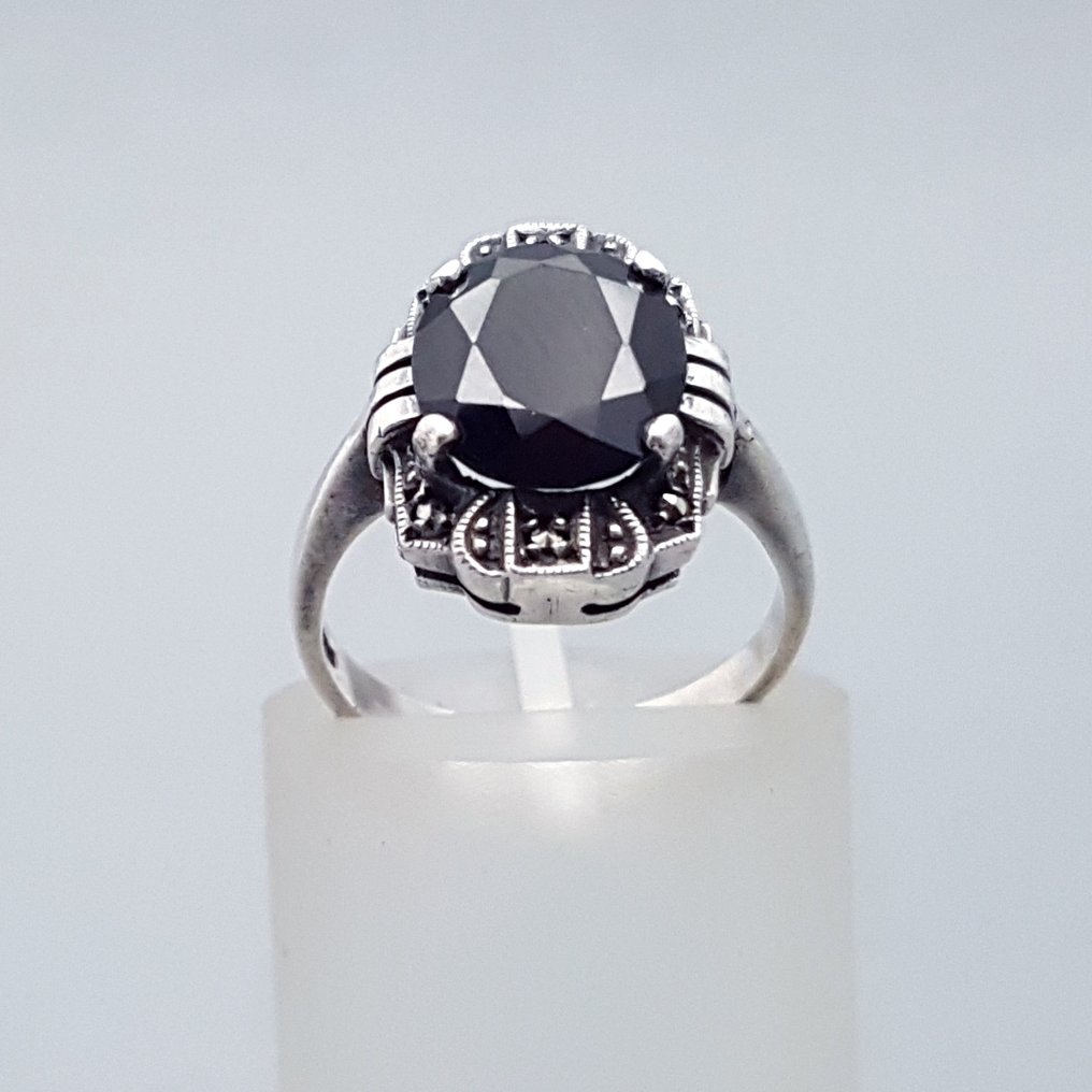 Onice - Argento, Art déco, Onice - Anello - + Marcassites #1.0